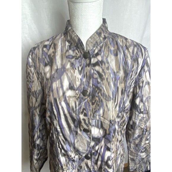 Chico's Womens‎ Blazer Jacket Size 2 Large Button Up Gray Purple Animal Print - Picture 6 of 11